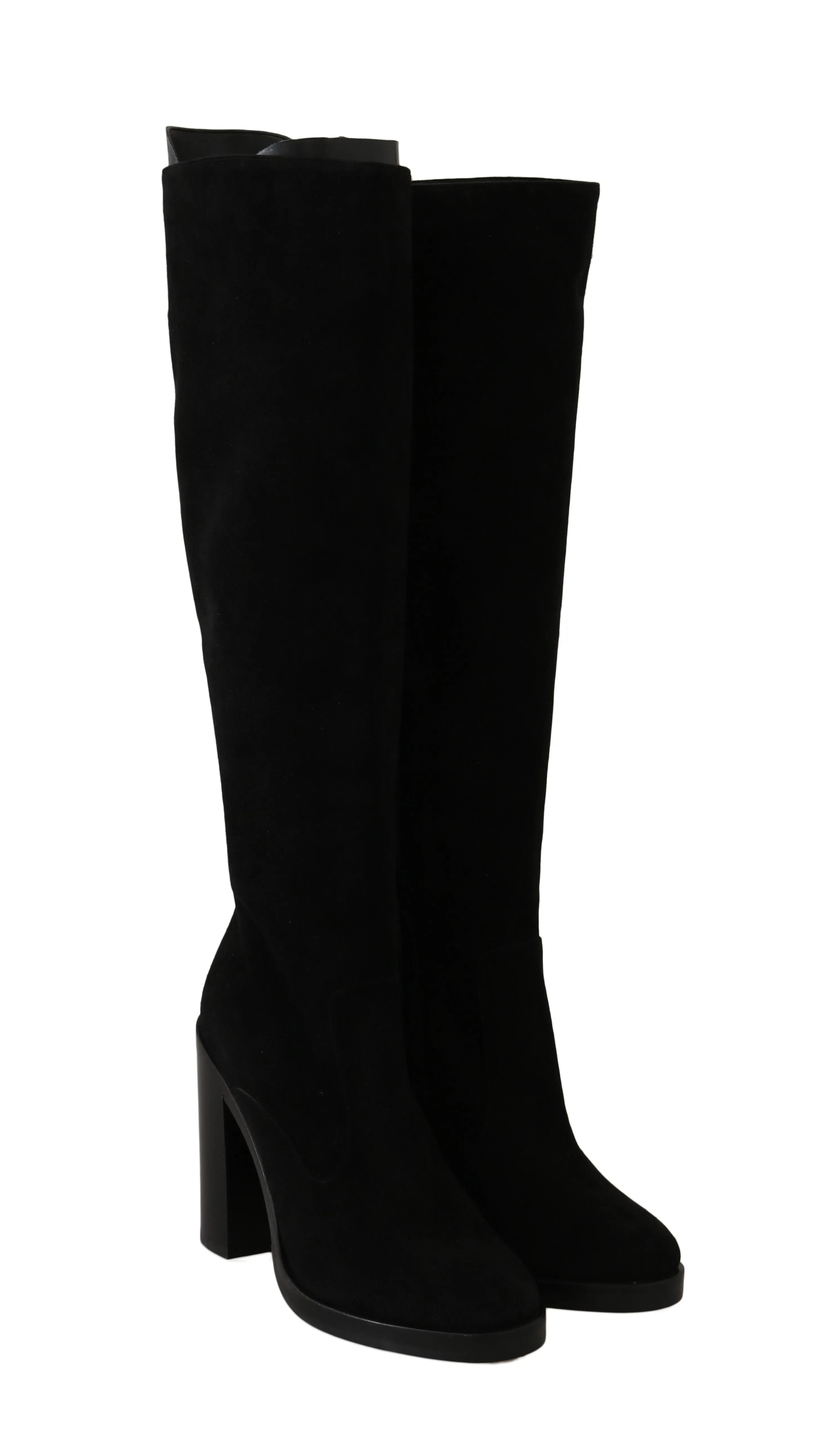 Black Suede Goatskin Knee High Boots