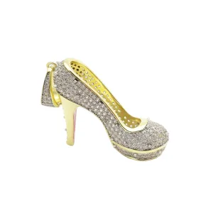 Iced-Out Stiletto/High-Heel Pendant CZ (Silver)